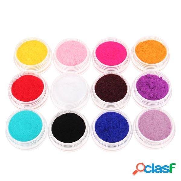 12 cores Velvet Powder Dust Nail Art Decoration Set