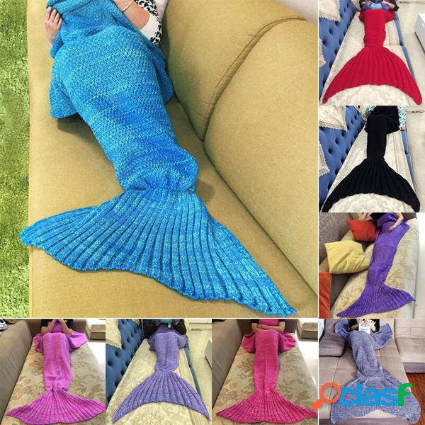 180x90cm Lã de tricô Mermaid Tail Blanket Home Office