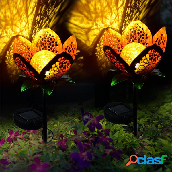 2pcs flor solar luz quintal ao ar livre branco quente jardim