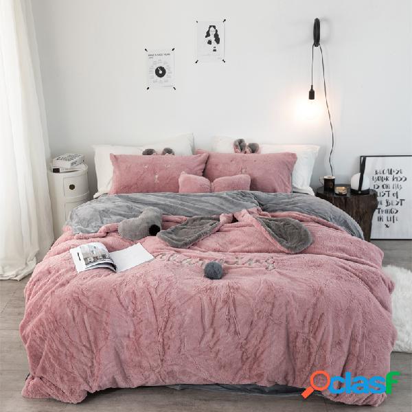 3 / 4Pcs Chenille Cristal Conjunto de Cama de Veludo Rainha