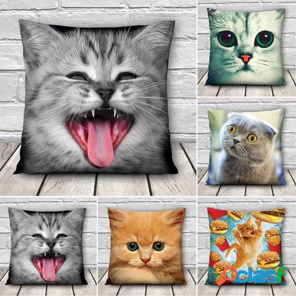 3D Cute Expressions Cats Throw Pillow Cases Sofa Office Car