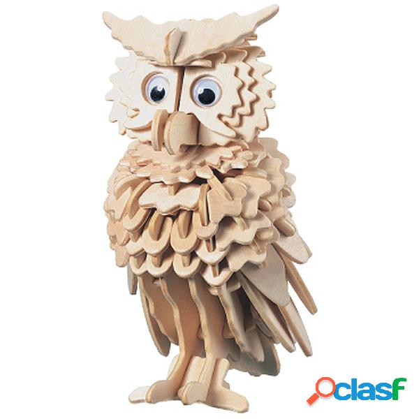 3D Wooden Owl Puzzle Jigsaw Crianças Crianças Toy Pre-Cut