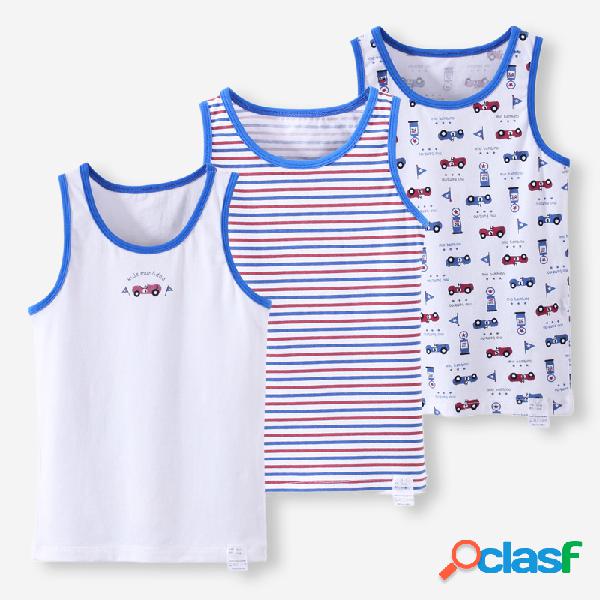3PCs Menino dos desenhos animados Impressão Listrada