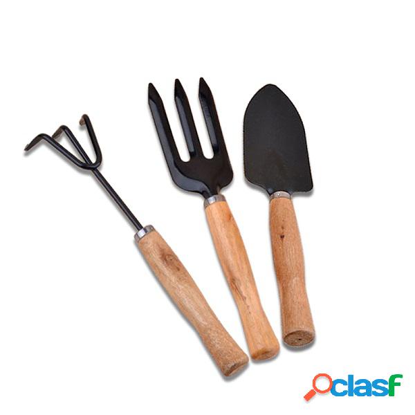 3Pcs Garden Hand Tools Set Iron Gardening Shovel Spade Rake