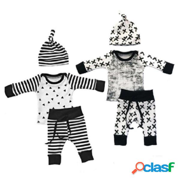 3pcs despojado Soft algodão meninos conjunto de roupas