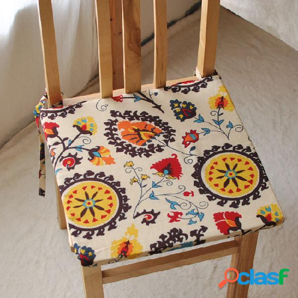 40x40cm Bohemia Style Sponge Algodão Linho Office Home