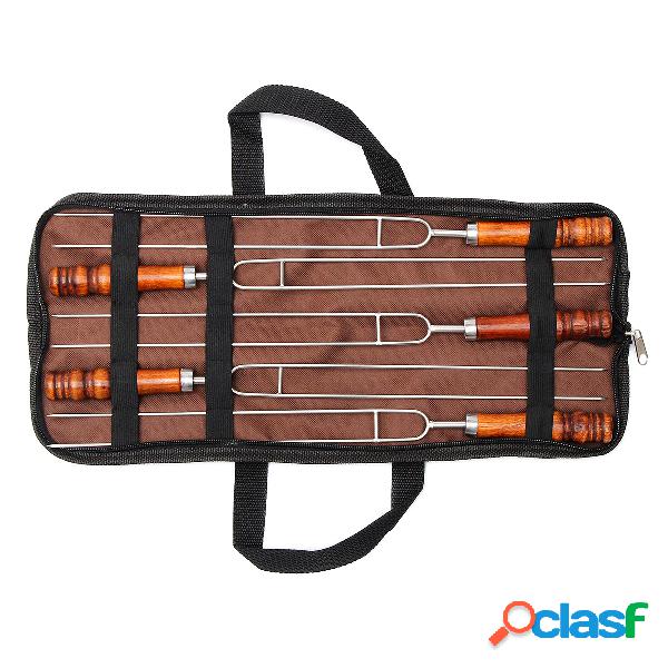 5 pedaços de ferramentas de churrasco de aço inoxidável