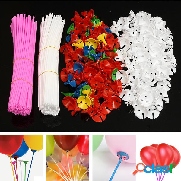 50 Pcs Branco Colorful Titular Balão De Plástico Varas