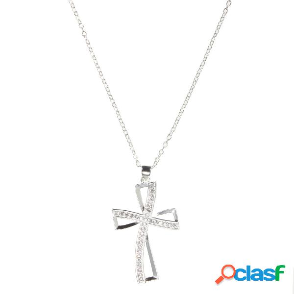 925 Sterling Silver Cross Crystal Necklace