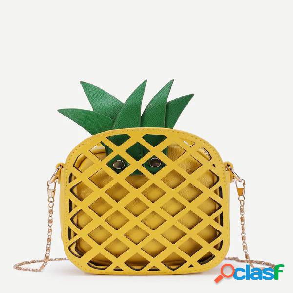 Abacaxi em forma de cadeia de PU bonito Crossbody Bolsa