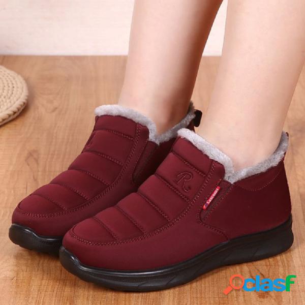 Algodão Mulheres Costura Soft Botas de Inverno Único Plana