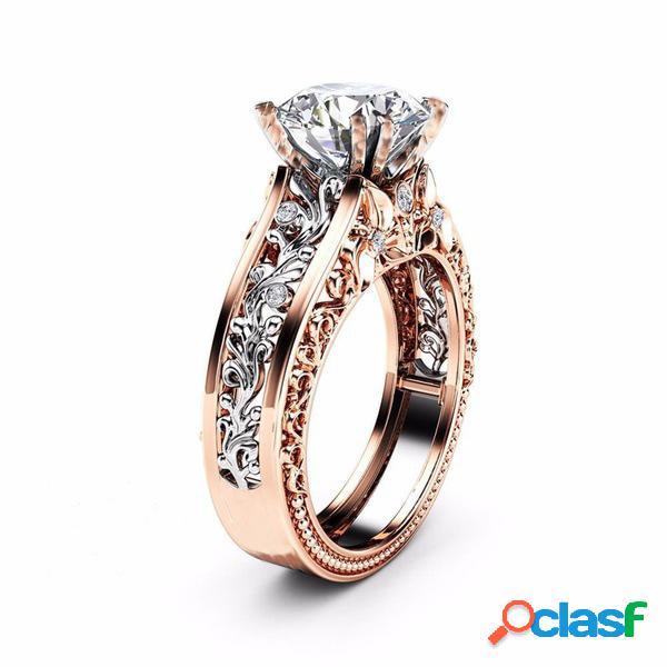 Anel Luxo De Topázio Embutido 14K De Cor De Ouro-rosa De