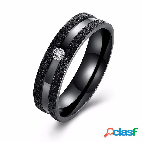 Anel de casal de luxo Zircon Rose Gold Black Women Men Ring