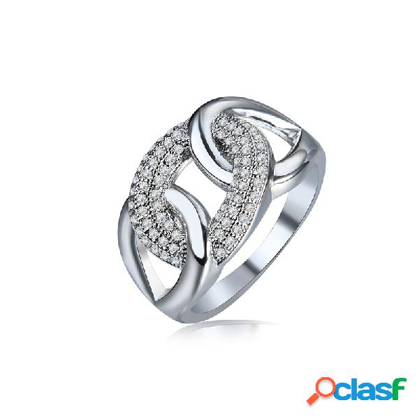 Anel de luxo feminino círculo Zircon anel elegante