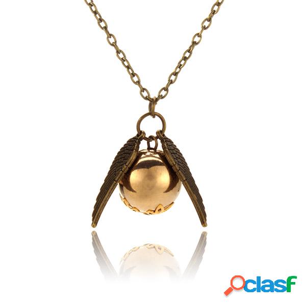 Anjo Wings Bead Ball Pendant Chain Necklace