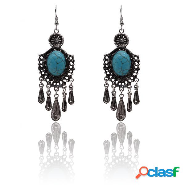 Bohemian Alloy Turquoise Water Drop Tassel Rhinestone