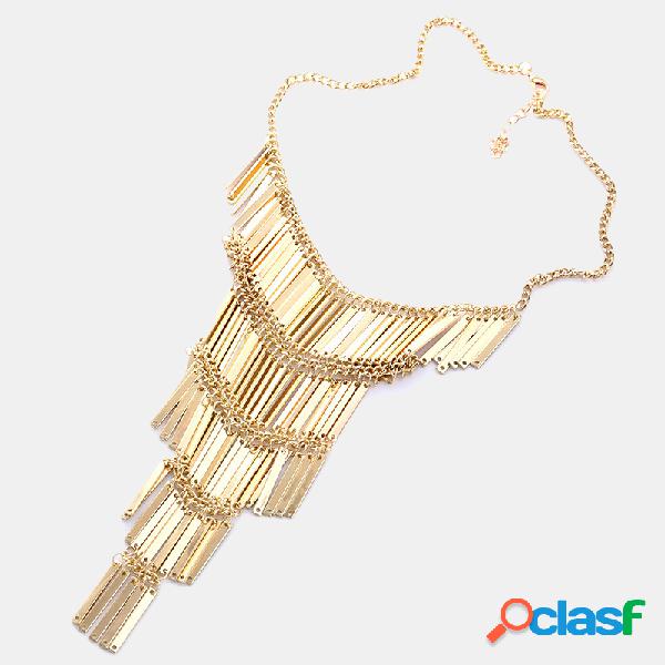 Bohemian Exagerada Colar Multi-camada de Metal Tassel