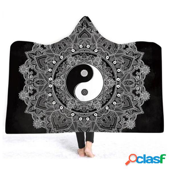 Bohemian Mandala Plush Wearable Com Capuz Cobertores 2