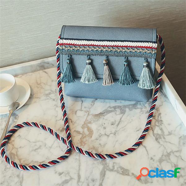 Bohemian PU Leather Tassel Crossbody Bolsas Bolsas de ombro