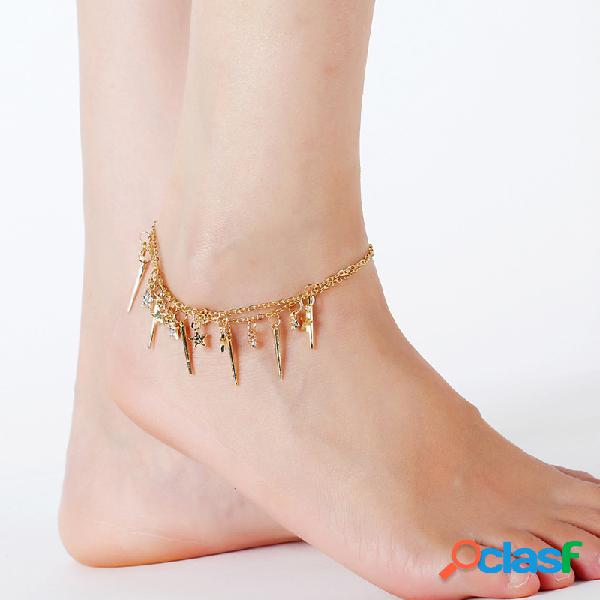 Bohemian Tassels Arrow Tornozeleiras Strass Estrela Pingente