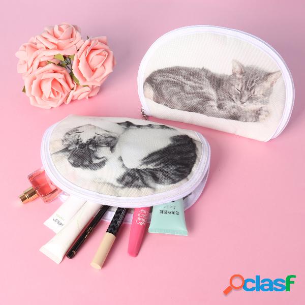 Bolsa Cosmética Feminina Modelo de 3D Gato Armazenamento