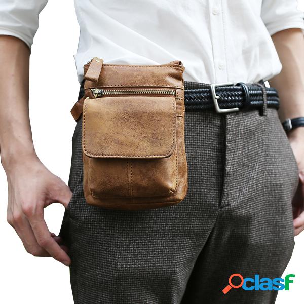 Bolsa Transversal Casual Vintage Masculina Couro Genuíno