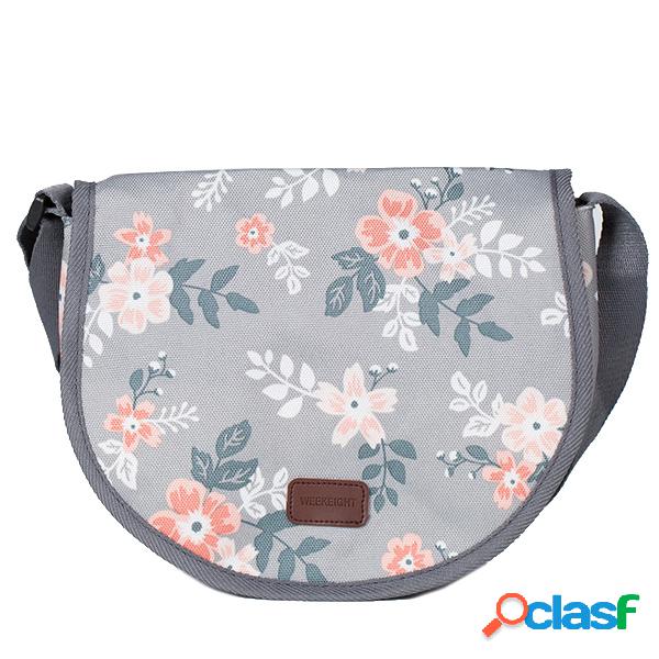 Bolsa Transversal Impermeável Portátil Flor Estampada Para
