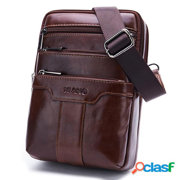 Bolsa Vintage de Couro Genuíno de Negócio Multi-funcional