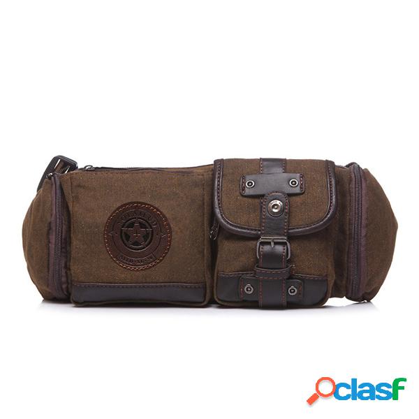 Bolsa de Cintura de Lona Estilo Casual Vintage com Multi