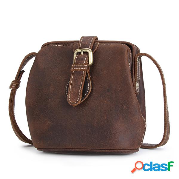 Bolsa de Couro Retro Transversal Modelo de Alça Dupla