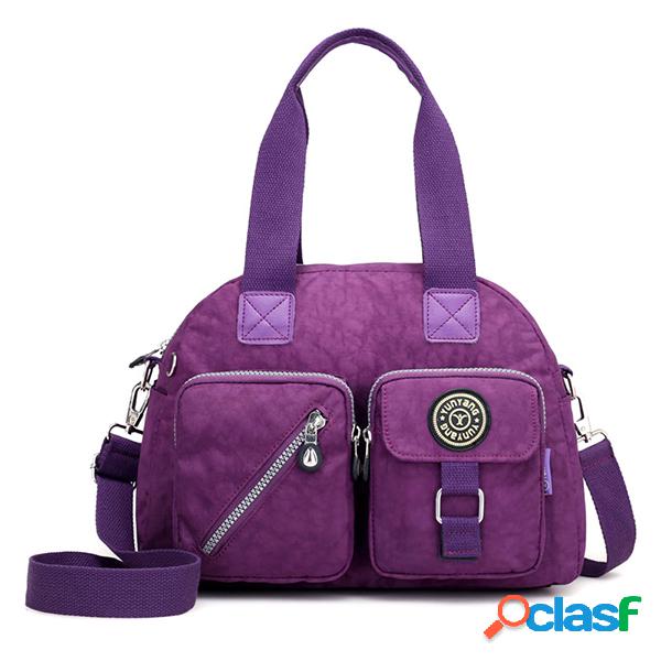 Bolsa de nylon impermeável leve Bolsa de ombro multi-bolsos