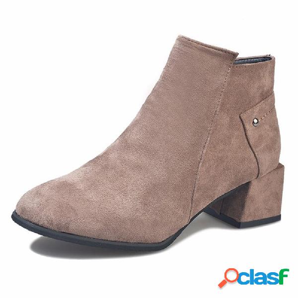 Botas de tornozelo com zíper de salto de camurça ankle
