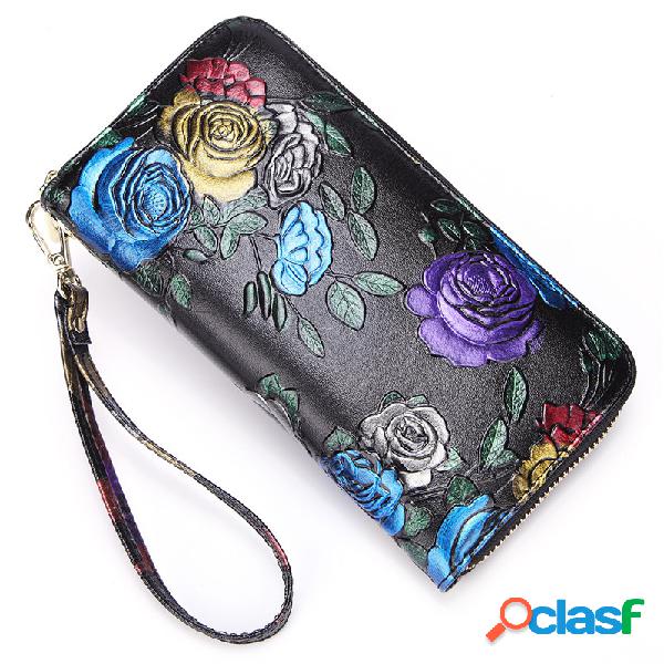 Brenice Couro Embossed Flores Embreagens Bolsas Vintage