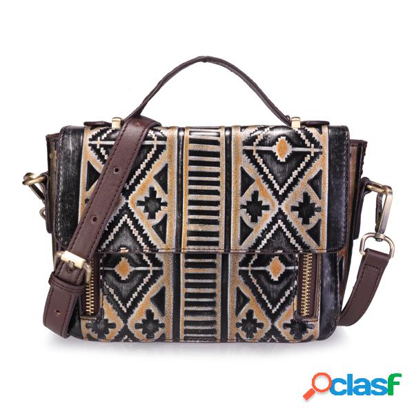 Brenice National Style Vintage Couro Genuíno Crossbody