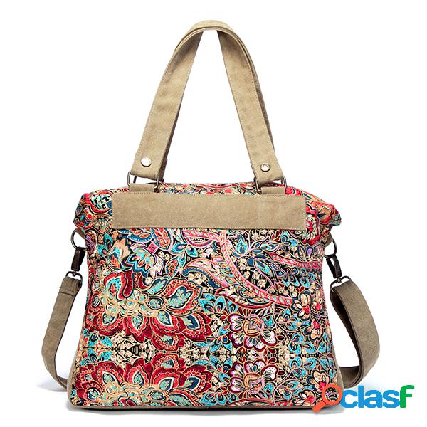 Brenice Vintage Canvas Casual Floral Crossbody Ombro Bolsa