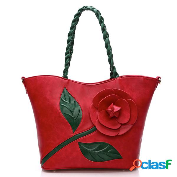 Brenice Vintage PU Leather Solid Rose Bolsa multifuncional