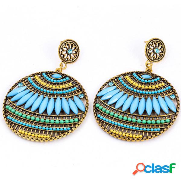 Brincos de boêmio feminino Beads Resin Rhinestone Earrings
