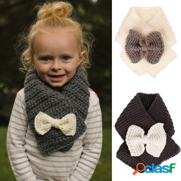 Cachecol de Malha Kid Bowknot Patch por 1-6 anos