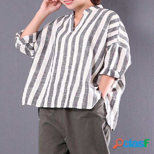 Camisa Vintage Feminina Listra Vertical