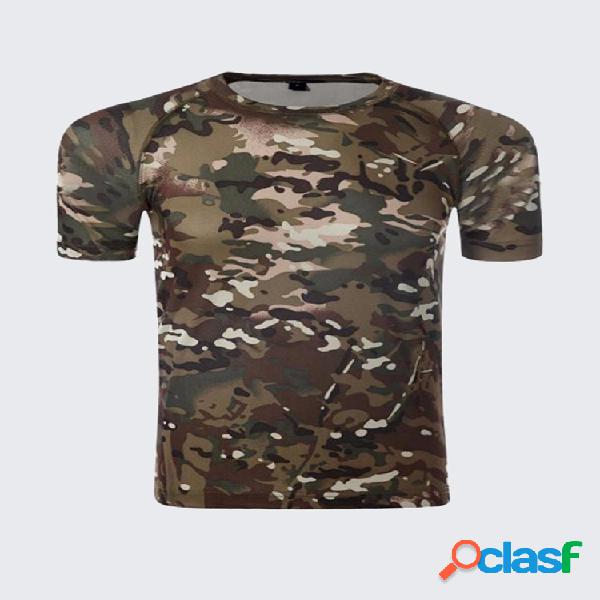 Camiseta Esportiva Tática Militar Masculina Ajuste Fino