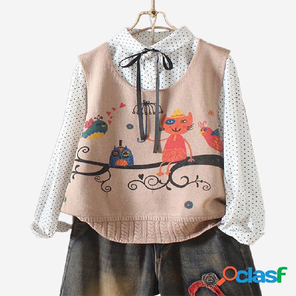 Camisola sem mangas de impressão dos desenhos animados para