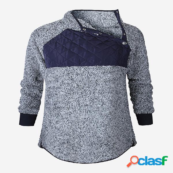 Camisolas de patchwork de gola de pescoço casual