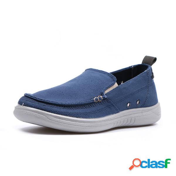 Canvas Respirável Stitching Slip On Lazy Loafers For Men