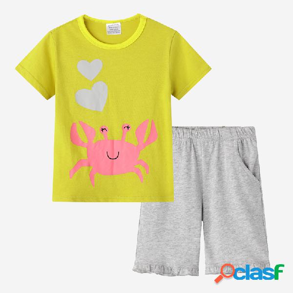 Caranguejo bonito da menina impressão algodão casual Soft