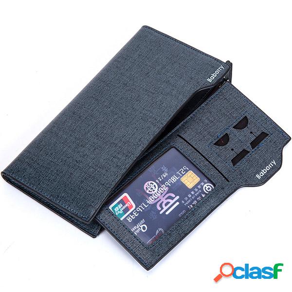 Carteira de couro PU Bifold 17 slots de cartão Casual