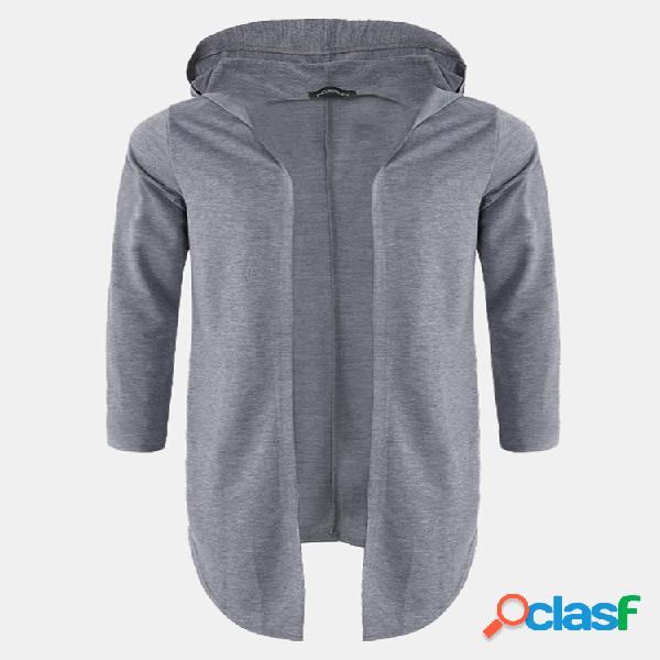 Casaco de bainha assimétrico de homens Slim Fit com capuz