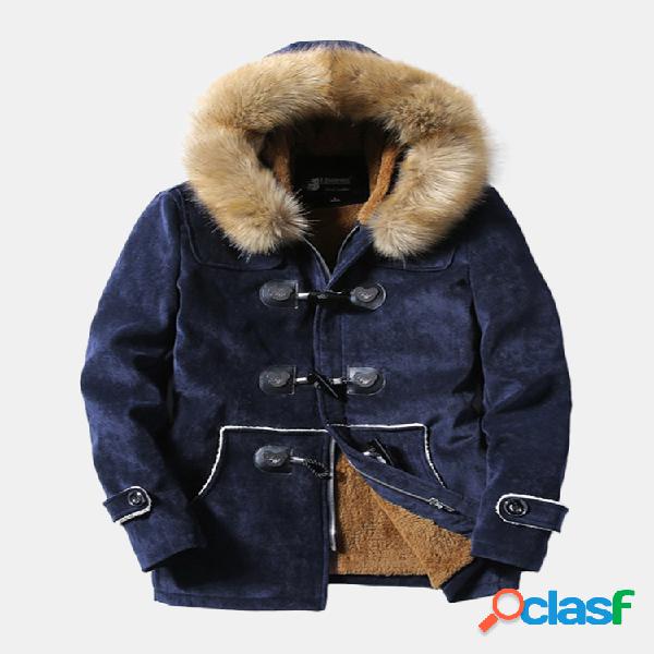 Casacos de inverno com capuz quente para homens engrossar