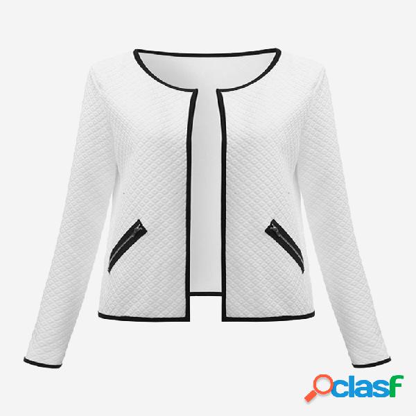 Celmia Casual Long Sleeves Zipper Pocket Patchwork Jacket