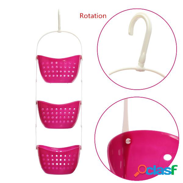 Cesta Pendurada Colorida de Plástico 3 Camadas Para Banho