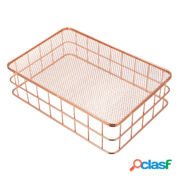 Cesta de Armazenamento Tamanho Grande Cor Rosa Dourada